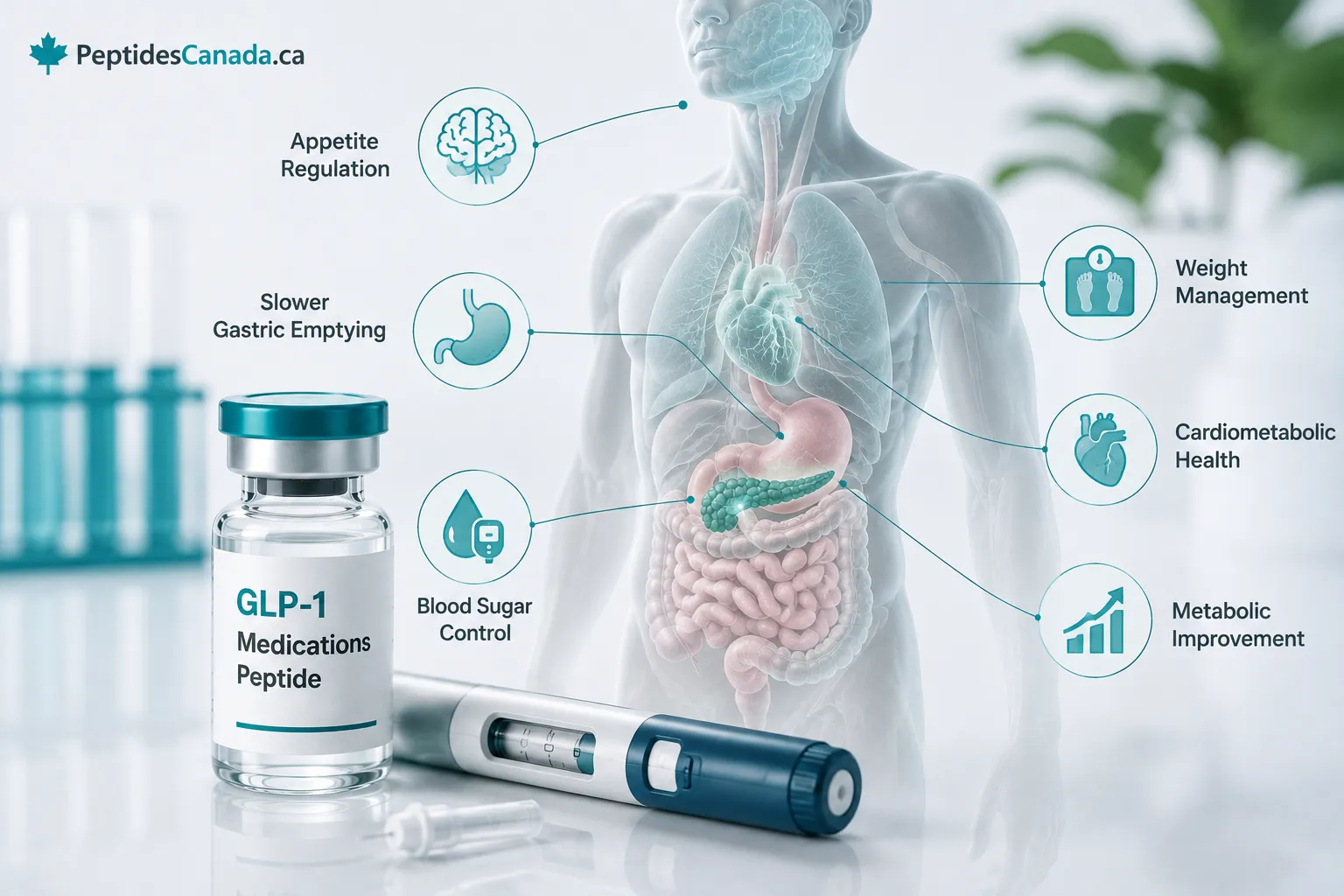 GLP-1 medication research areas including weight and metabolic health